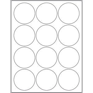 2.5” circle/round (12 per sheet), LC-0250-012