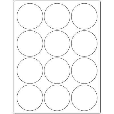 2.5” circle/round (12 per sheet), LC-0250-012